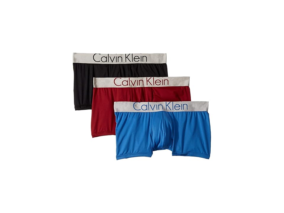 

Calvin Klein Underwear Steel Micro 3-Pack Low Rise Trunk (Black/Fire Brick/Commodore Blue) Men's Underwear