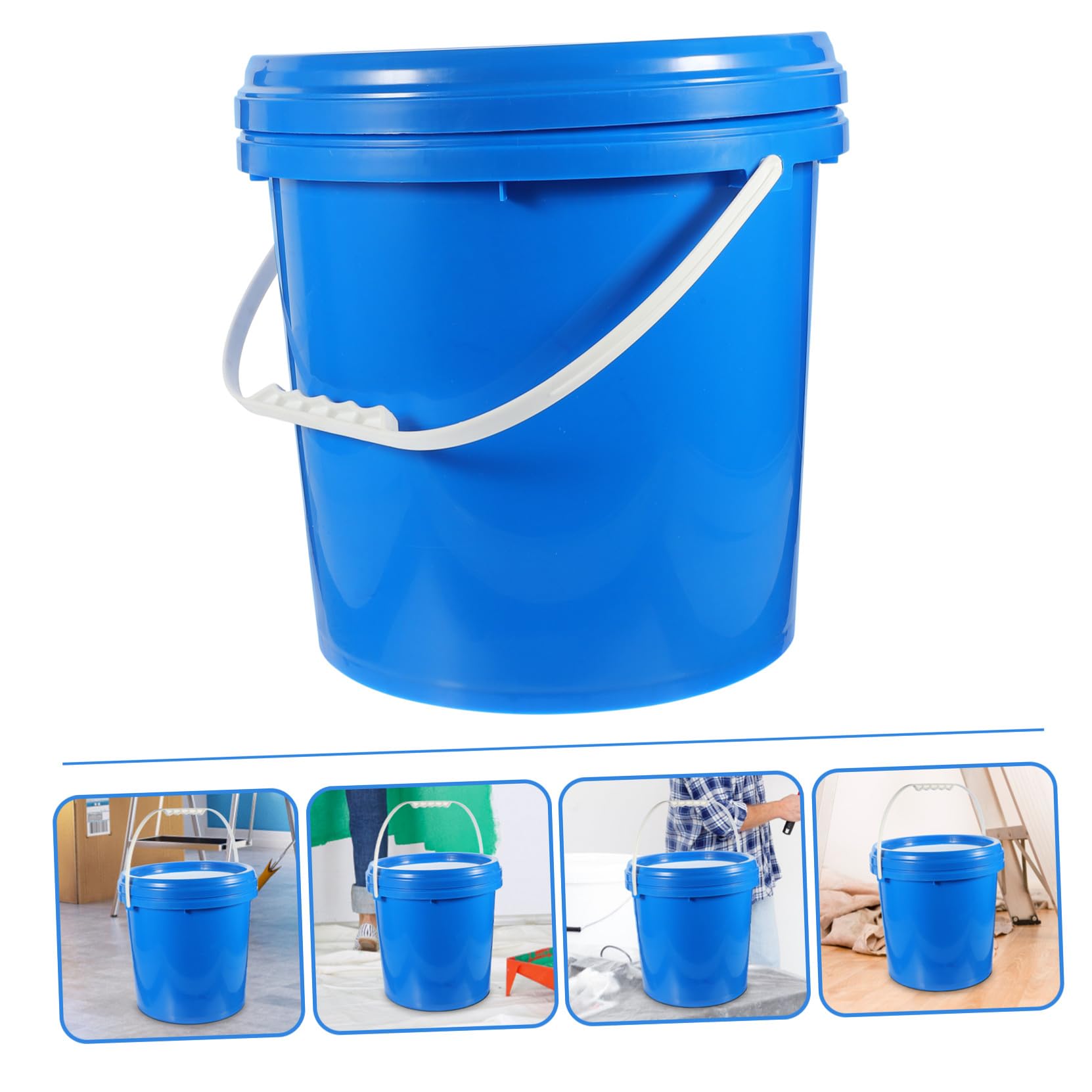 Cubo de Pintura de 10 litros con Tapa para Almacenamiento Diario | Hdpe Azul, Resiste Aceite y Mantiene la Forma, Acabado Chic y Aspecto Bonito