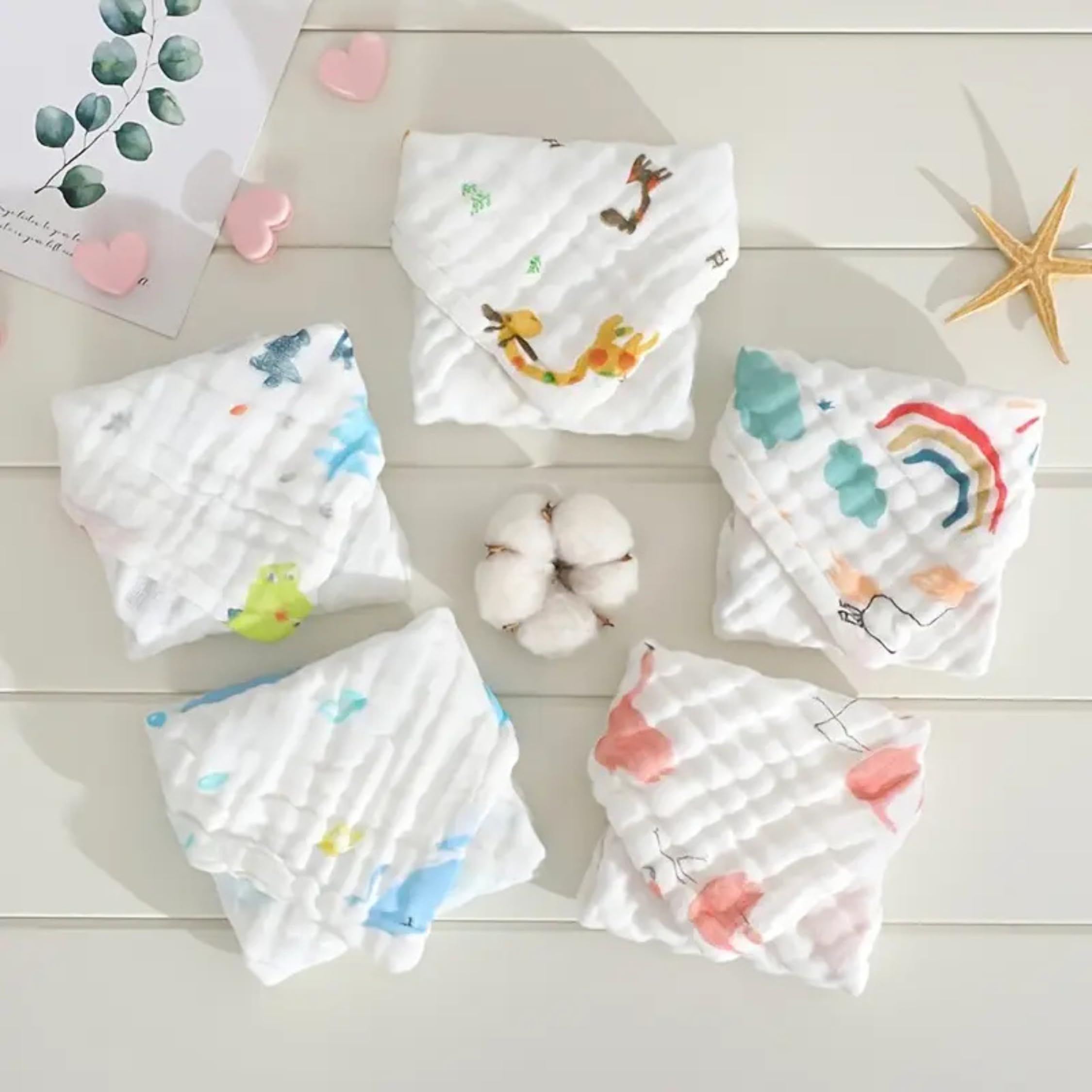 Dhruva Sales Muslin Baby Cotton Hanky | Reusable Washcloth for Infant Care | Pack of 8 | Multicolor 4