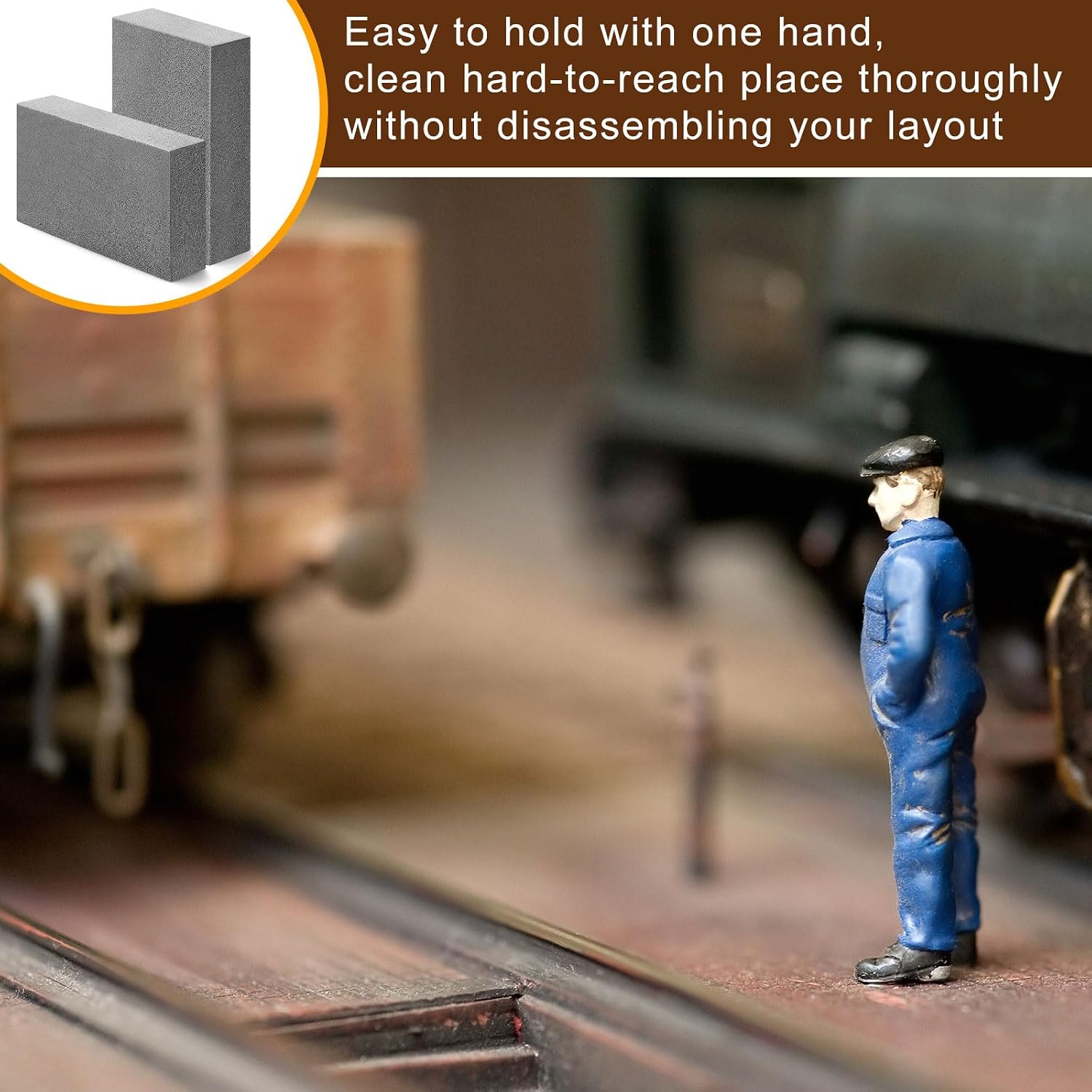 Patelai 2 Pack HO Track Cleaner Block Model Train,3.2" X 2"x 0.8",Gray