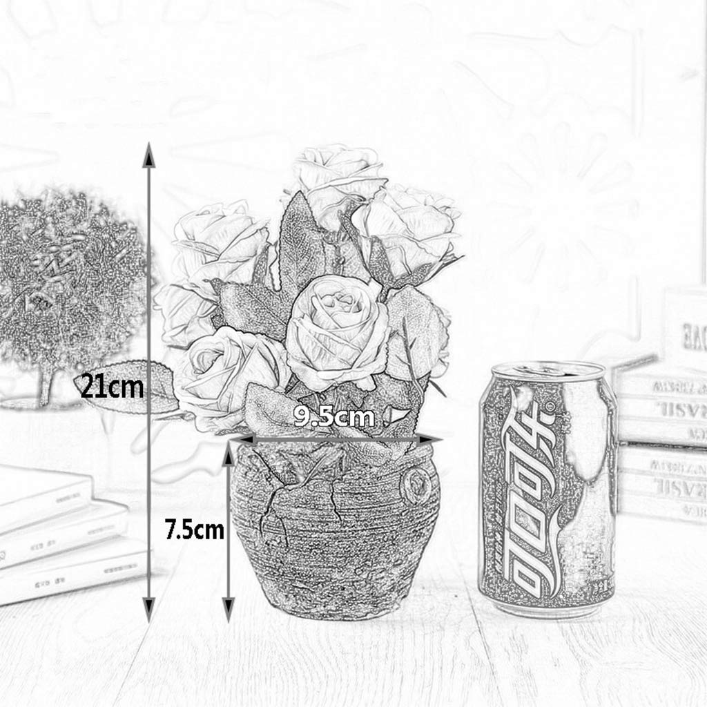 Fiori Artificiali in Vaso all'Interno, Rosa Finta in Vaso Bagno Decorativo, Accessori Soggiorno, con Vaso di Fiori in Cemento(A)