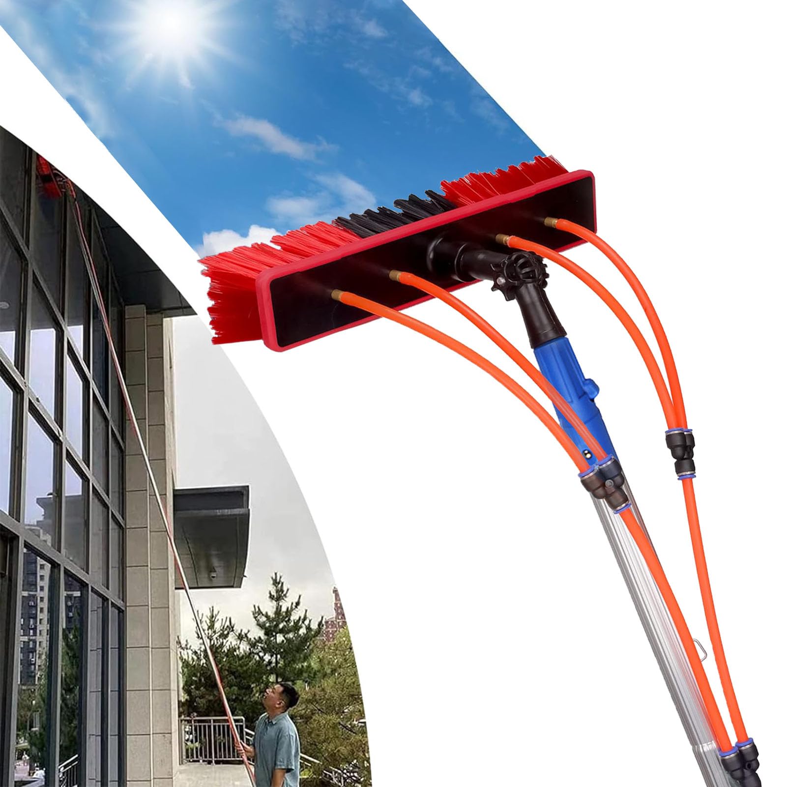 MSHGSKU Teles Window Cleaning Brush Kit Adjustable Brush Head 3 12m for Extended Reach Cleaning of Roofs and Hard to Reach Areas Perfect for Home and Professal Use