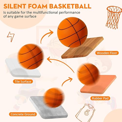 Miniatura 5 de Pelota de baloncesto silenciosa 2026, pelotas de baloncesto silenciosas de sueño para driblar, pelota silenciosa para entrenamiento en interiores,