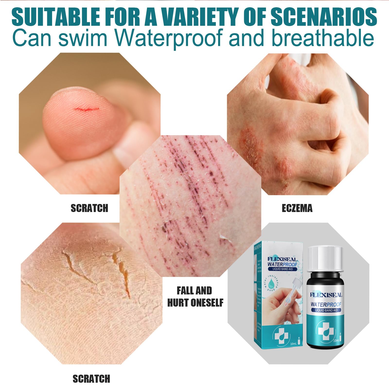 Cuidado de Grietas en la Piel,Gel Vendaje Yeso,Vendaje Impermeable y Transpirable,Vendaje Líquido,Vendas Impermeables de Uso Múltiple para Cortes y Rasguños,Tirita Líquida Impermeable,10ML,2PC