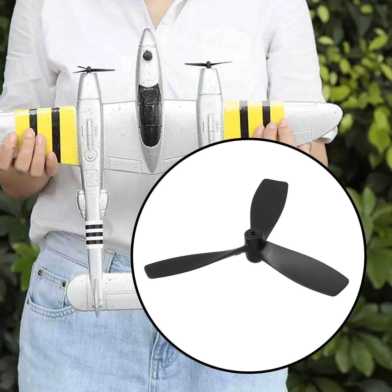 YINETTECH 2 works RC Airplane Propeller Compatible with Fei Xiong FX816 FX817, Black, 40 × 46 mm - Image 3