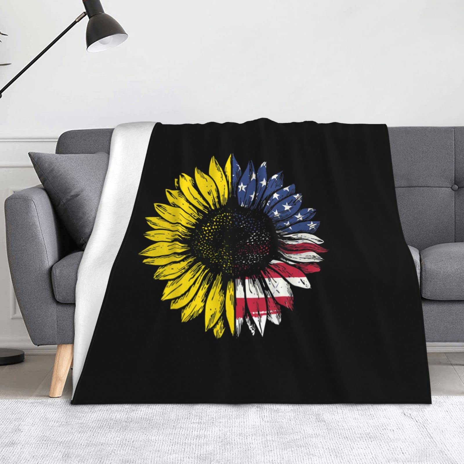 Couverture flanelle tournesol pour canapé lit voyage camping