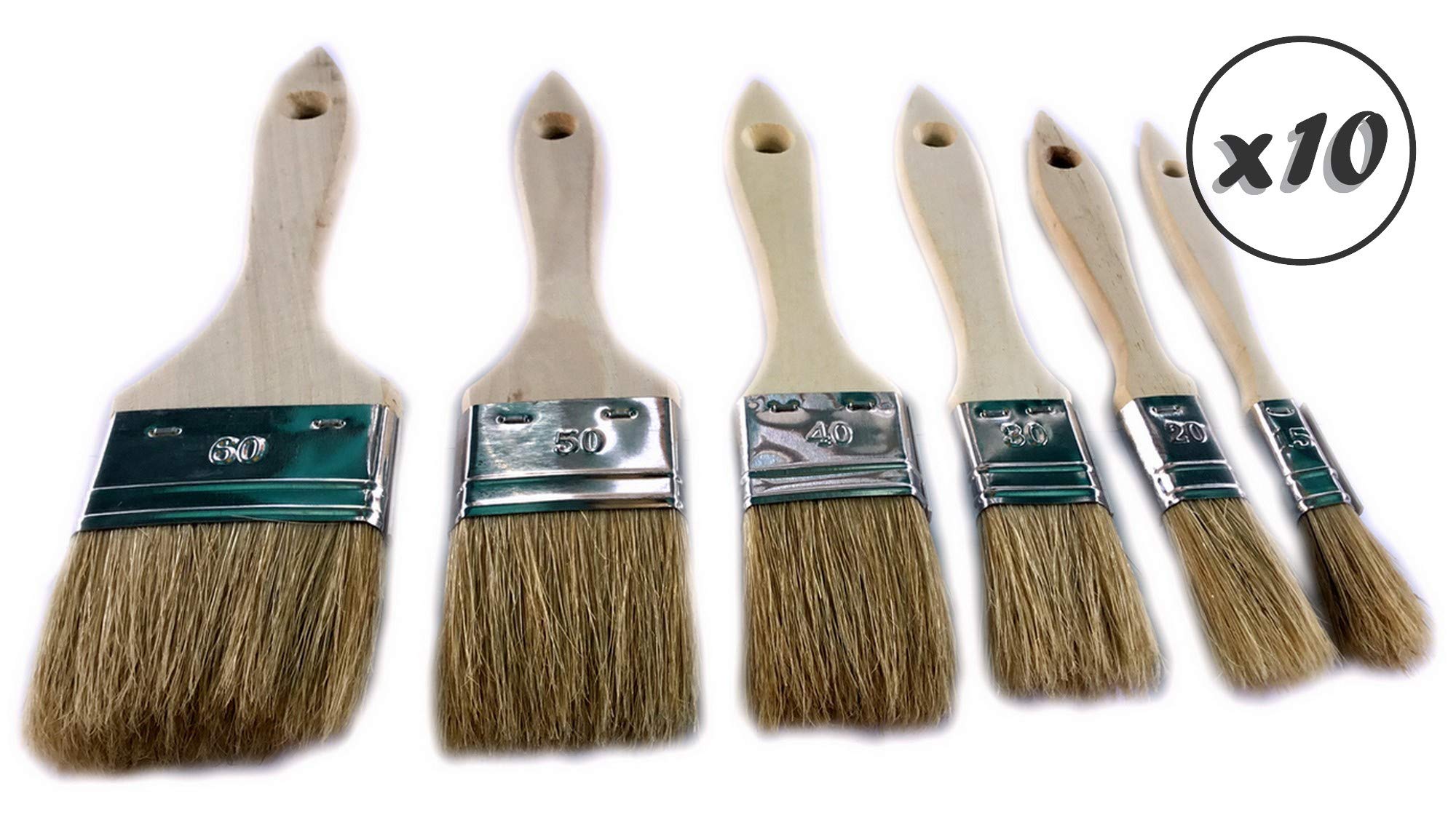 Zestaw 6 pędzli do lakieru jedwabnego | Zestaw 10 zestawów | Szerokość 15-20-30-40-50-60 mm | Multi Grip | Farba olejna akrylowa farba do farb do lazury z żywicy | Kibros LOT_322_6x10