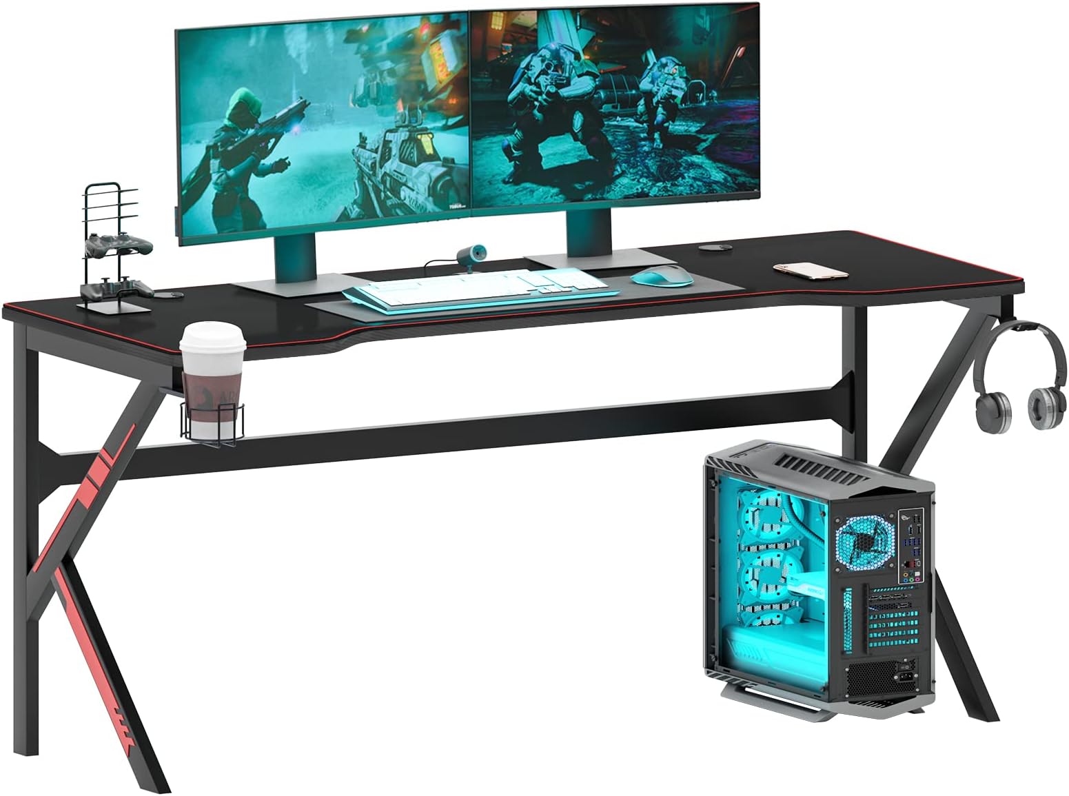 SogesHome Bureau Postes de Travail Informatiques Table de Jeu 160 cm Grand Bureau d