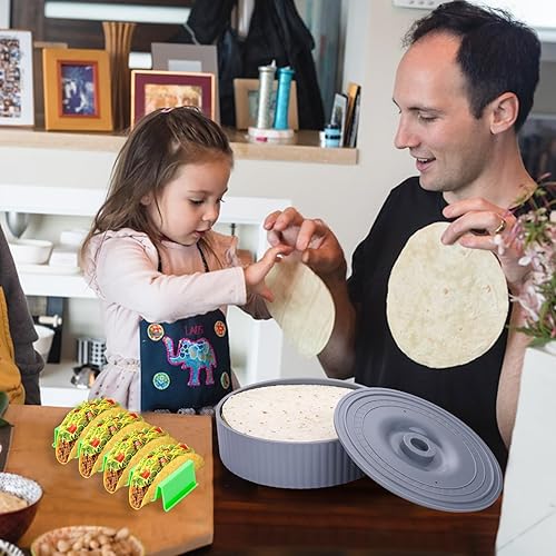 Miniatura 6 de Eichzer Calentador de tortillas de 8.5 x 2.5 pulgadas, soporte de tortilla premium para hogares y restaurantes, recipiente de tortilla para mantener