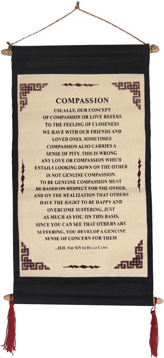 DALAI LAMA QUOTES ~ Cotton Canvas Scroll ~ "Compassion" ~ Natural White Color