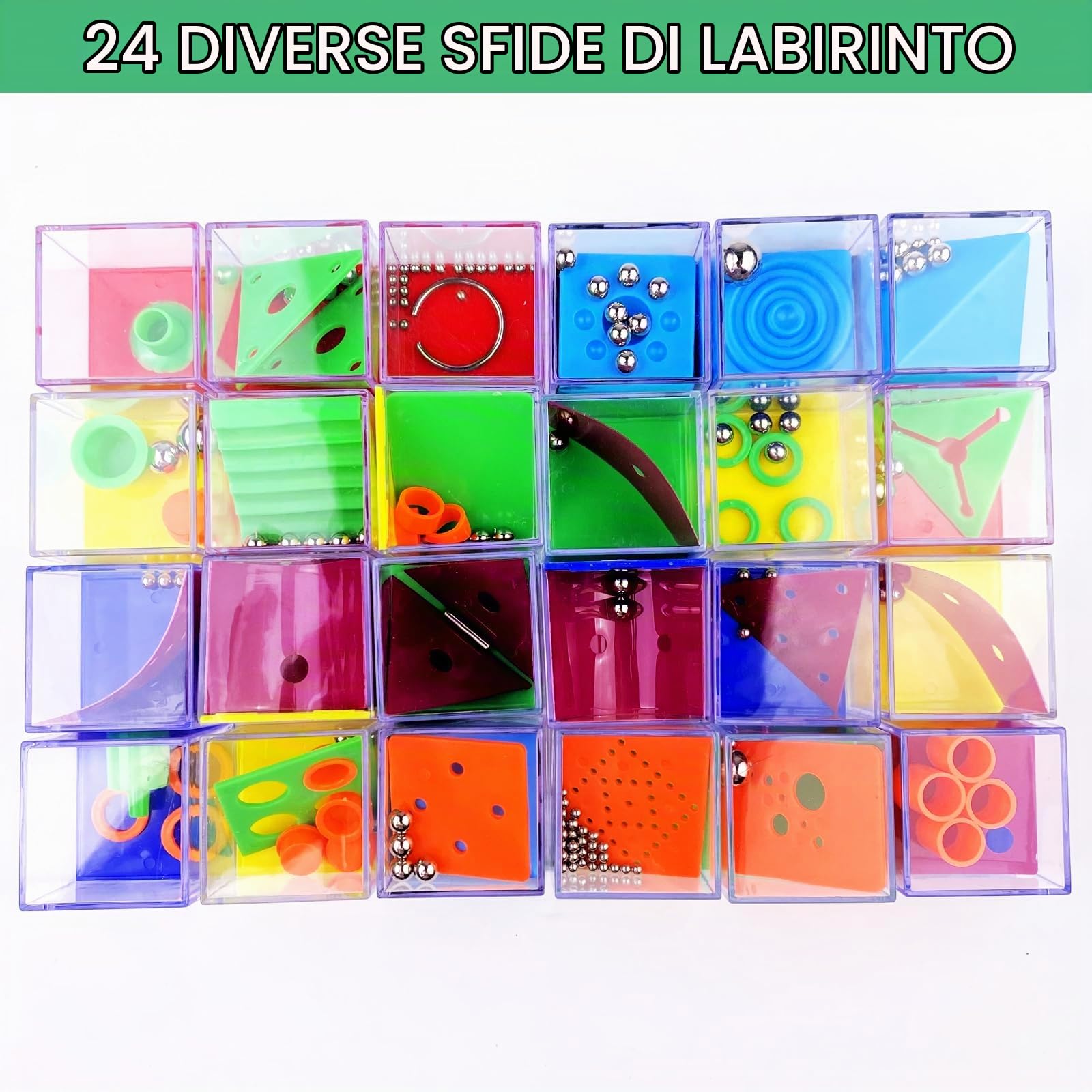 24 Pezzi Mini Giochi di Puzzle, Labirinto Cubo 3D, Gioco di Abilità, Rompicapo, Palline - Giocattoli Educativi per Adulti e Bambini 24 Pezzi Mini Giochi di Puzzle, Labirinto Cubo 3D, Gioco di Abilità, Rompicapo, Palline - Giocattoli Educativi per Adulti e Bambini