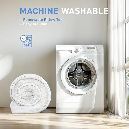 Miniatura 7 de Cubrecolchón de Espuma Viscoelástica de Doble Capa de 3 Pulgadas Tamaño Full, Espuma Viscoelástica de Gel Refrescante de 2 Pulgadas más Cubrecolchón