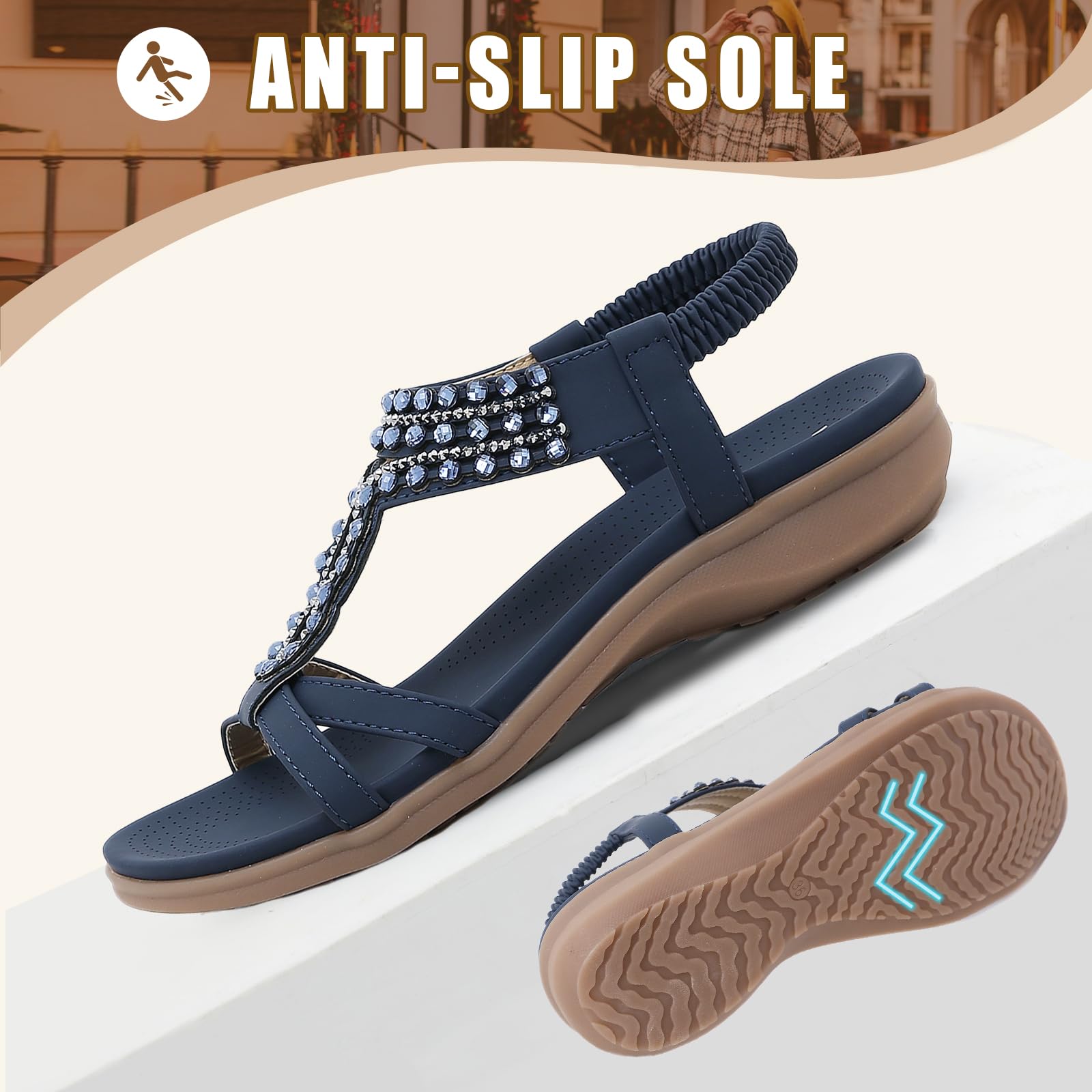Acfoda Sandalias Mujer Verano Casual Cómodas Confort Planas Zapatos de Playa