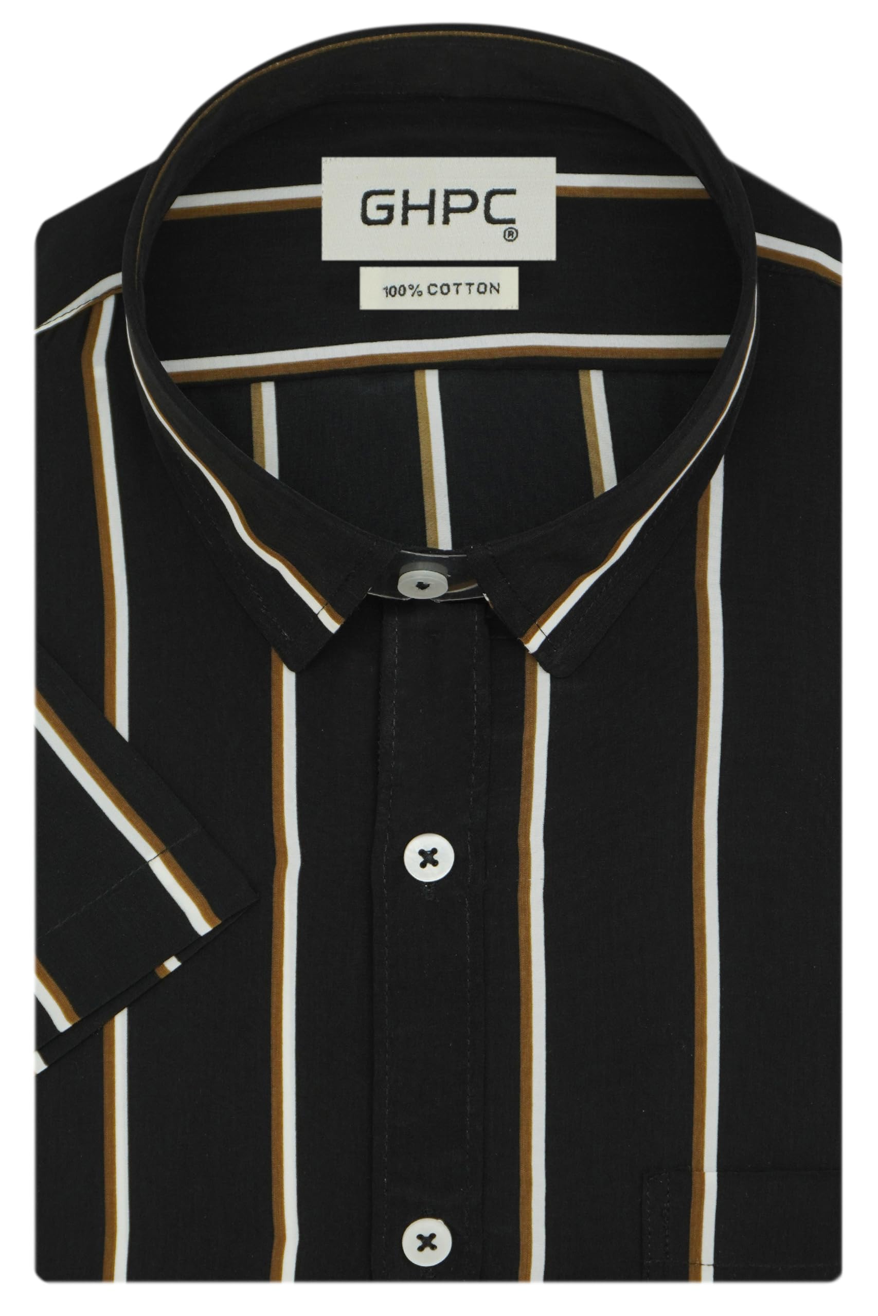 ghpc 100% Cotton Striped Half Sleeves Regular Fit Formal Shirt for Man-picture-43