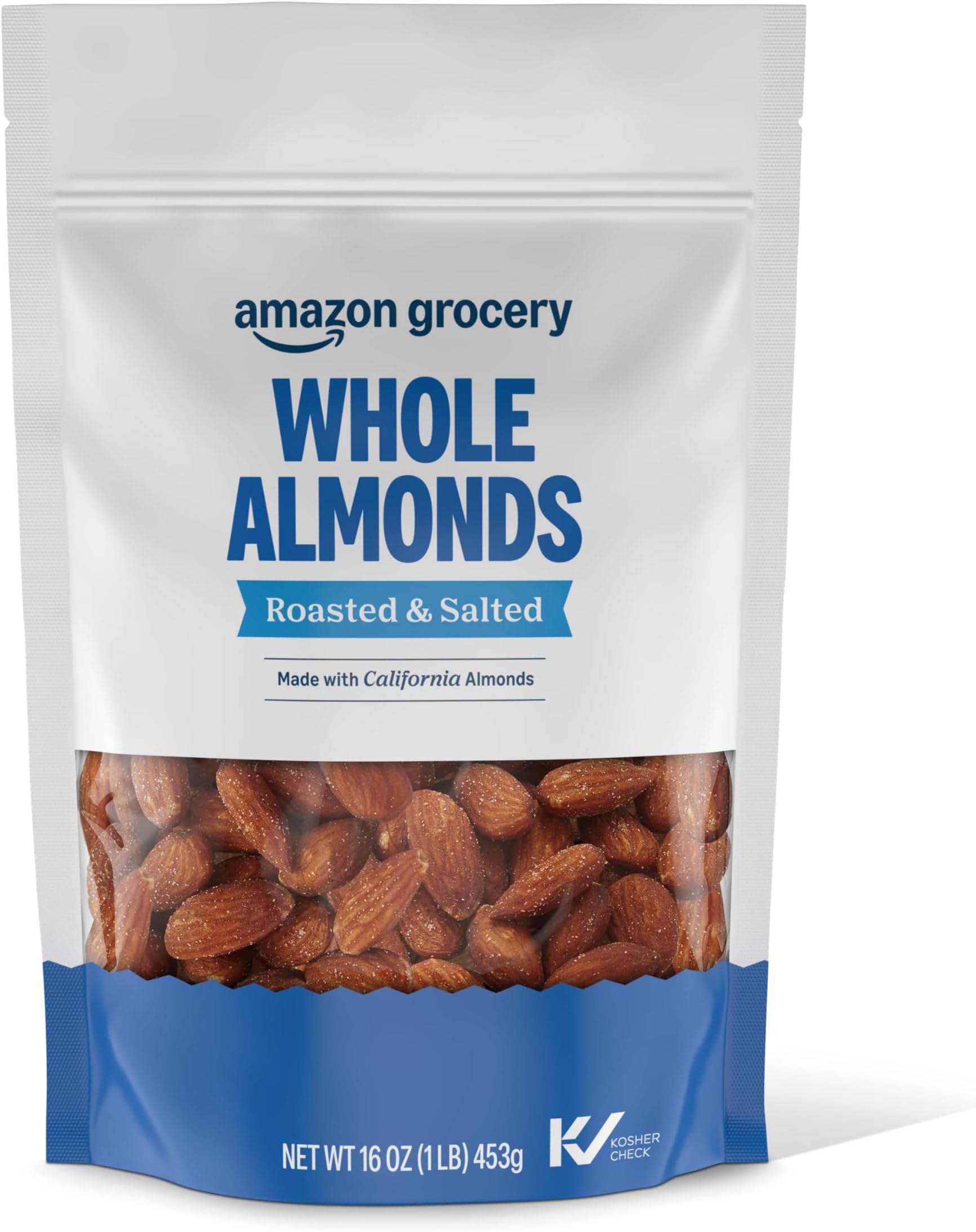 Amazon Grocery, Whole Almonds, Roasted & Salted, 16 Oz (Previously Happy Belly, Packaging May Vary)