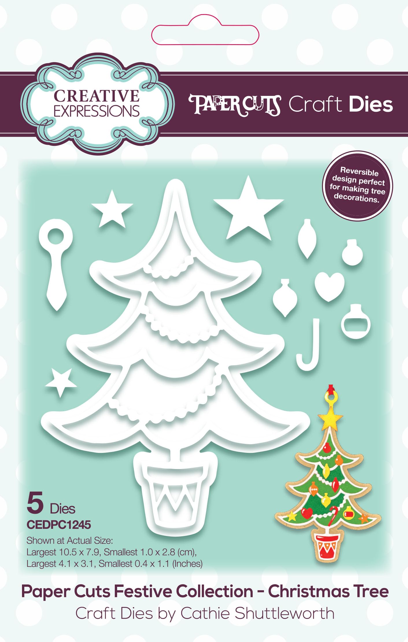 Creative Expressions Paper Cuts Festive Christmas Tree Craft Die, Brown, 4.1 x 3.1 inch