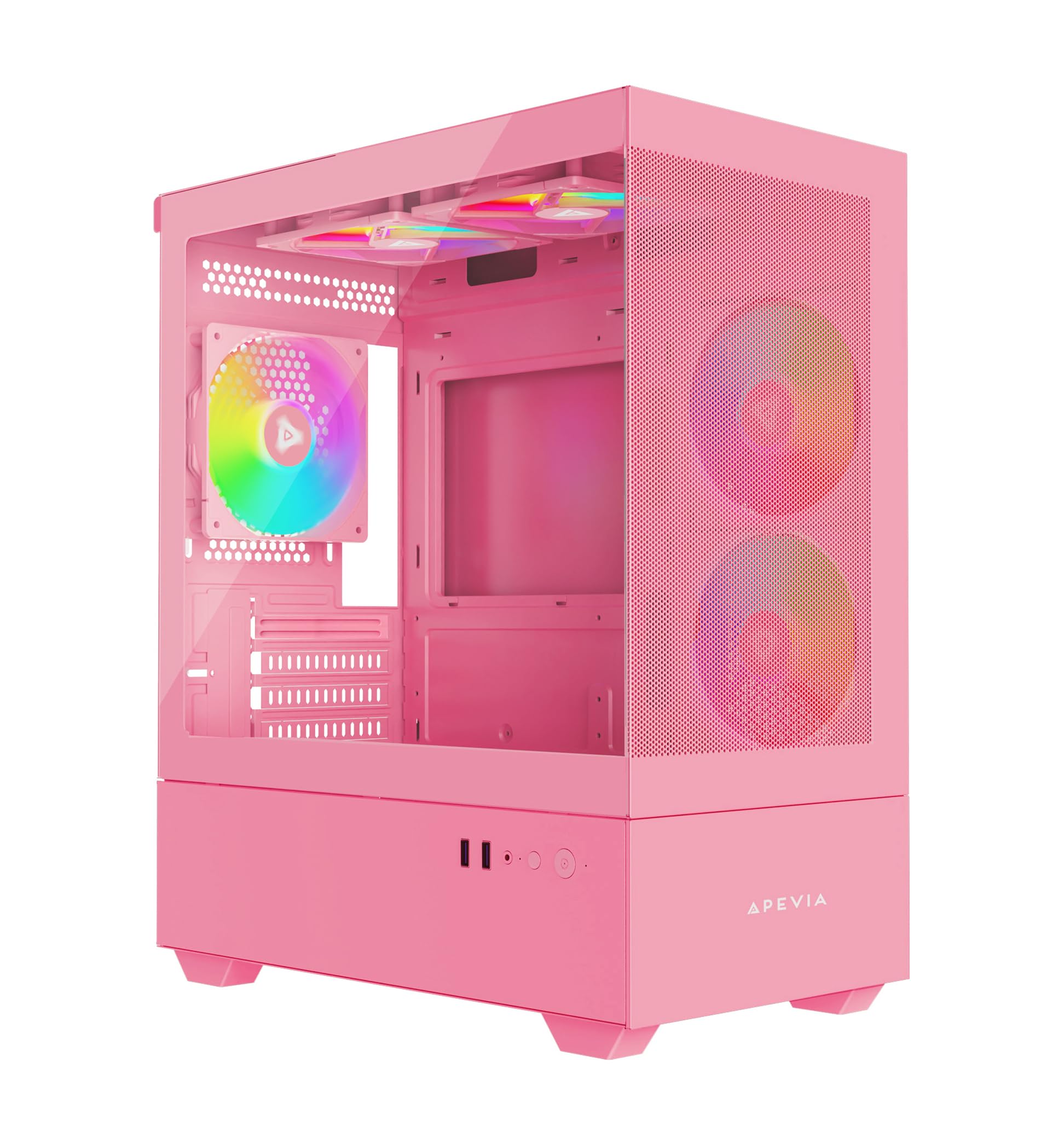 Apevia Phantom-MESH-PK Phantom Micro-ATX Dual-Chamber Mesh Gaming PC Case w/ 5X 120mm ARGB Fans, 366 RGB Modes, Mesh Airflow Performance Front Panel,