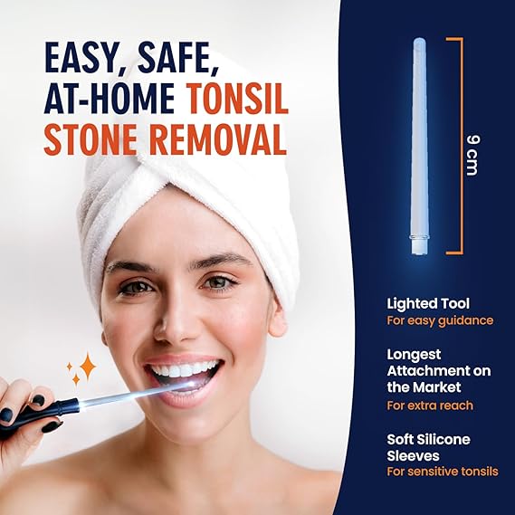 Dr. Fredericks Original Easy Tonsil Stone Remover Kit - Fast Painless Tonsillolith Removal Tool - Fight Bad Breath - Pick and Oral Irrigator - 8 Pieces
