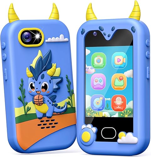 Miniatura 8 de Lapare Juguete de teléfono inteligente para niños para niñas, pantalla táctil de 2.8 pulgadas con doble cámara, juego, reproductor de música,