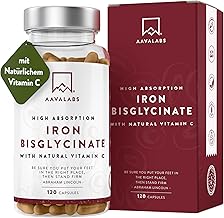 Eisen Hochdosiert 210mg davon 42mg und natürliches Vitamin C | Effektive Eisentabletten Hochdosiert Eisenbisglycinat mit Acerola Vit C - Iron Supplement Eisen Vitamin C Vegan - 120 Kapseln