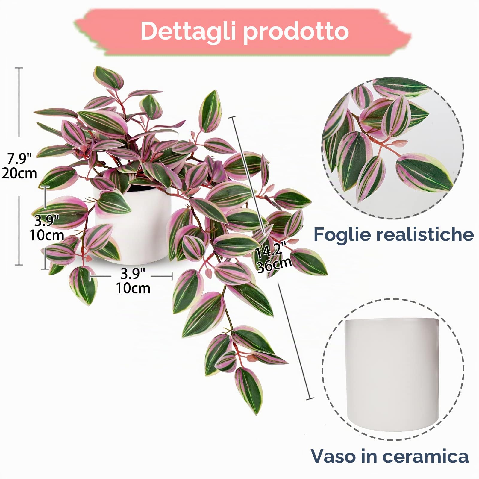 Piante finte piante da appendere artificiali in vasi di ceramica realistiche piante finte rampicanti stringa di piante finte in vaso per interni ed esterni, casa, ufficio, bagno, cucina, scrivania