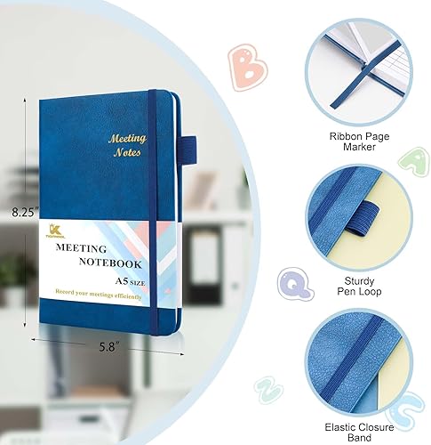 Miniatura 2 de Tiankool Cuaderno de reuniones, tamaño A5, azul