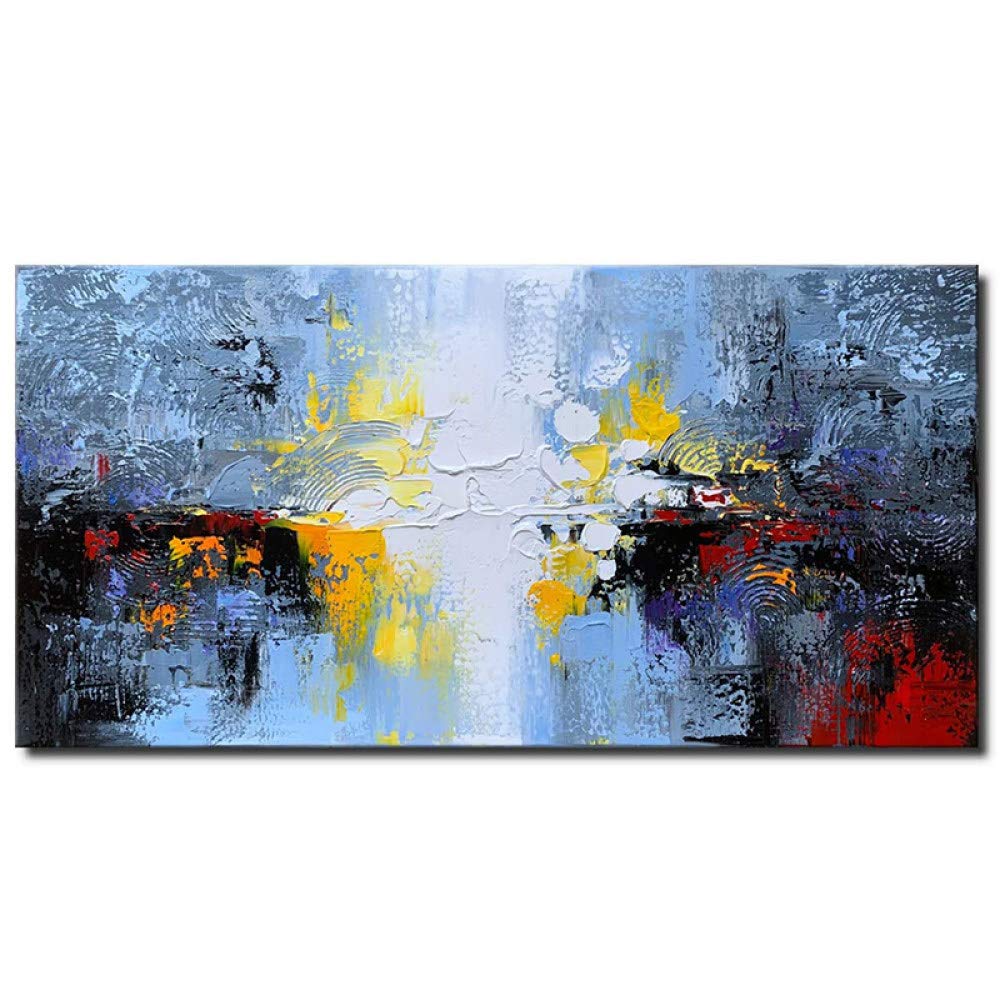 Hand Painted Oil Painting On Canvas,Abstract 3D Landscape Handmade Lake Scenery Rectangle Art Original Oil Painted Paintings On Canvas Modern Knife Paintings Large Wall Artwork Picture Decor For Bedr