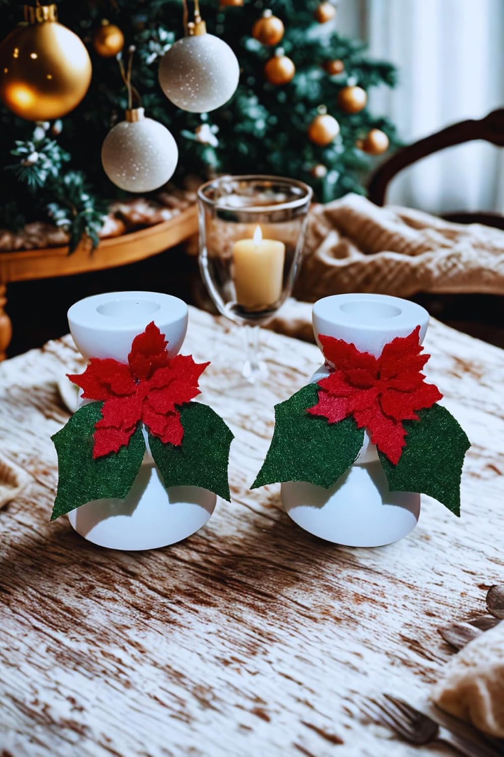 Winter & Christmas Table Decor - Minimal Stone Candle Holder, 2-Piece Set, Multicolor - Multicolor, One Size