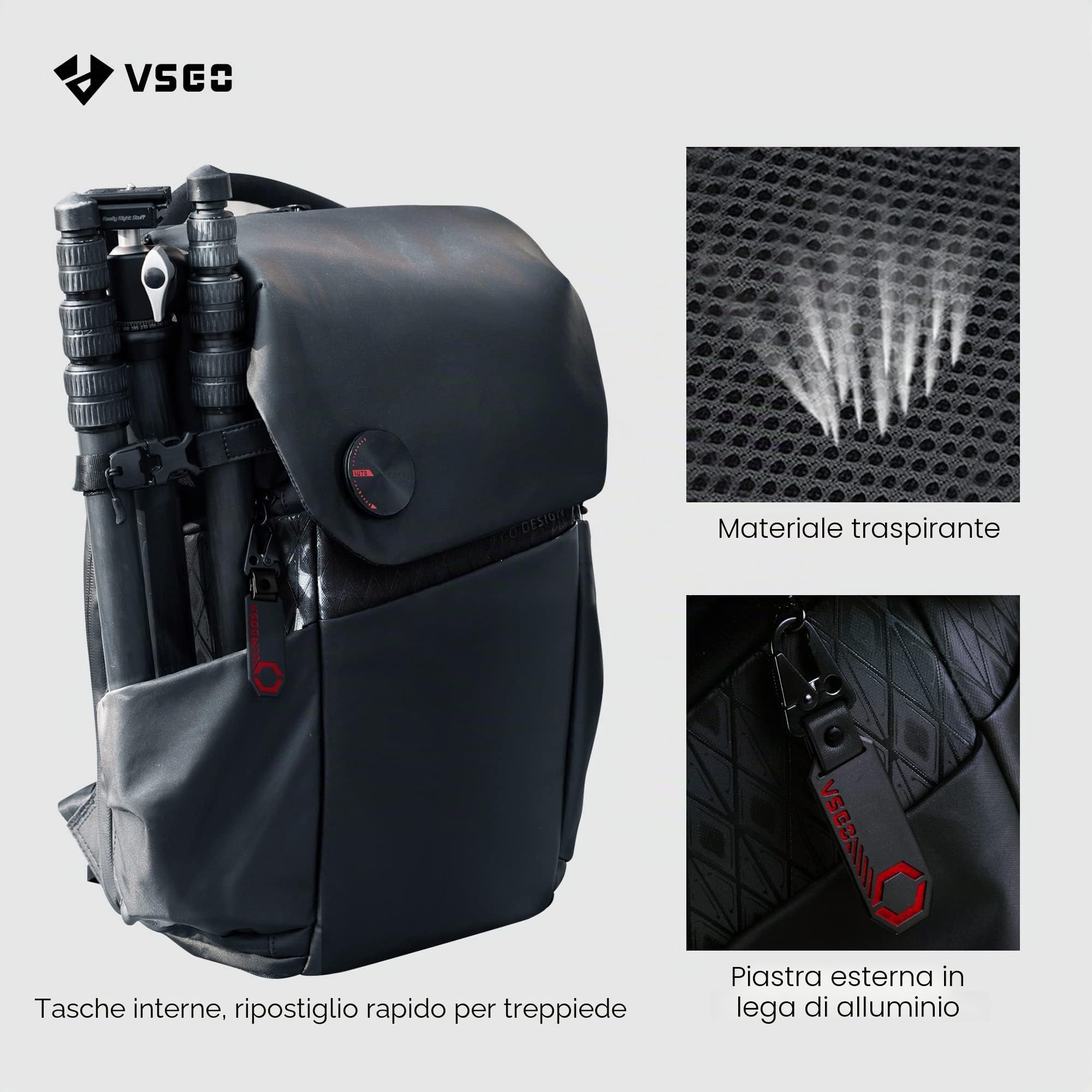 VSGO Zaino per fotocamera professionale DSLR/SLR 20L Zaino di grande capacità, compatibile per fotocamere Sony Canon Nikon