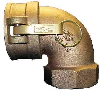 PT Coupling LD Series 12LD Brass Cam and Groove Hose Fitting, 90 Degree Elbow, 1-1/4" Coupler x NPT Female