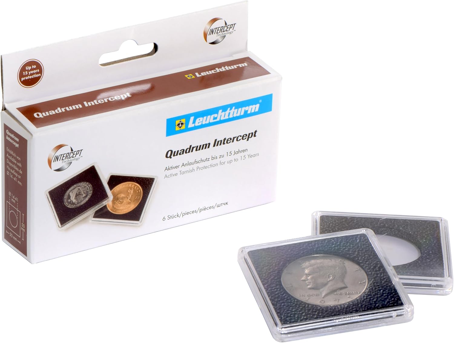 LEUCHTTURM1917 QUADRUM Intercept Coin Capsule, Inside Ø 15 mm, Black