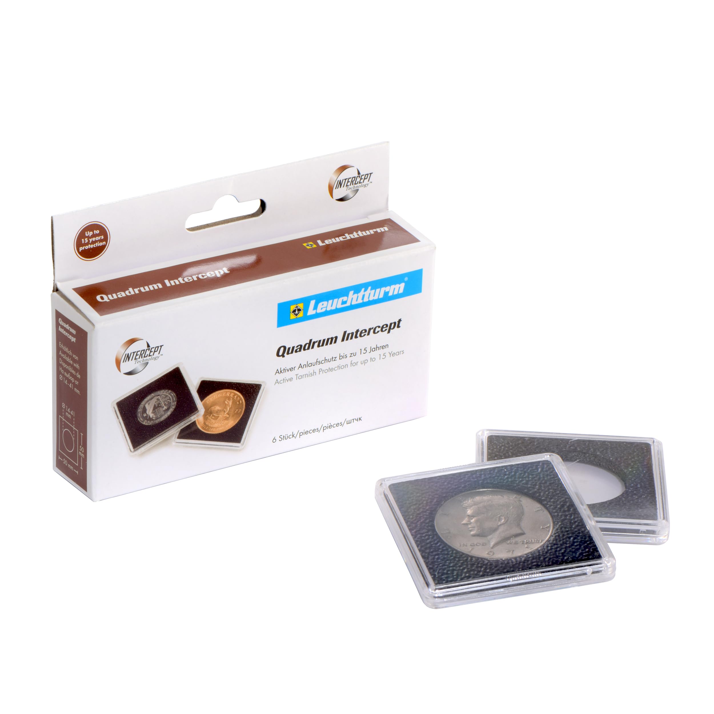 Cápsulas para monedas QUADRUM Intercept, diámetro 26 mm, negra