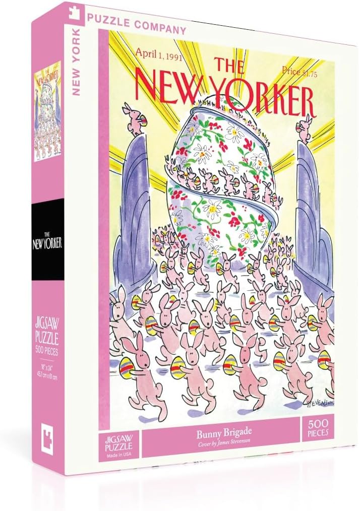 New York Puzzle Company - New Yorker Bunny Brigade - 500 Piece Jigsaw Puzzle for Family Game Nights by James Stevenson