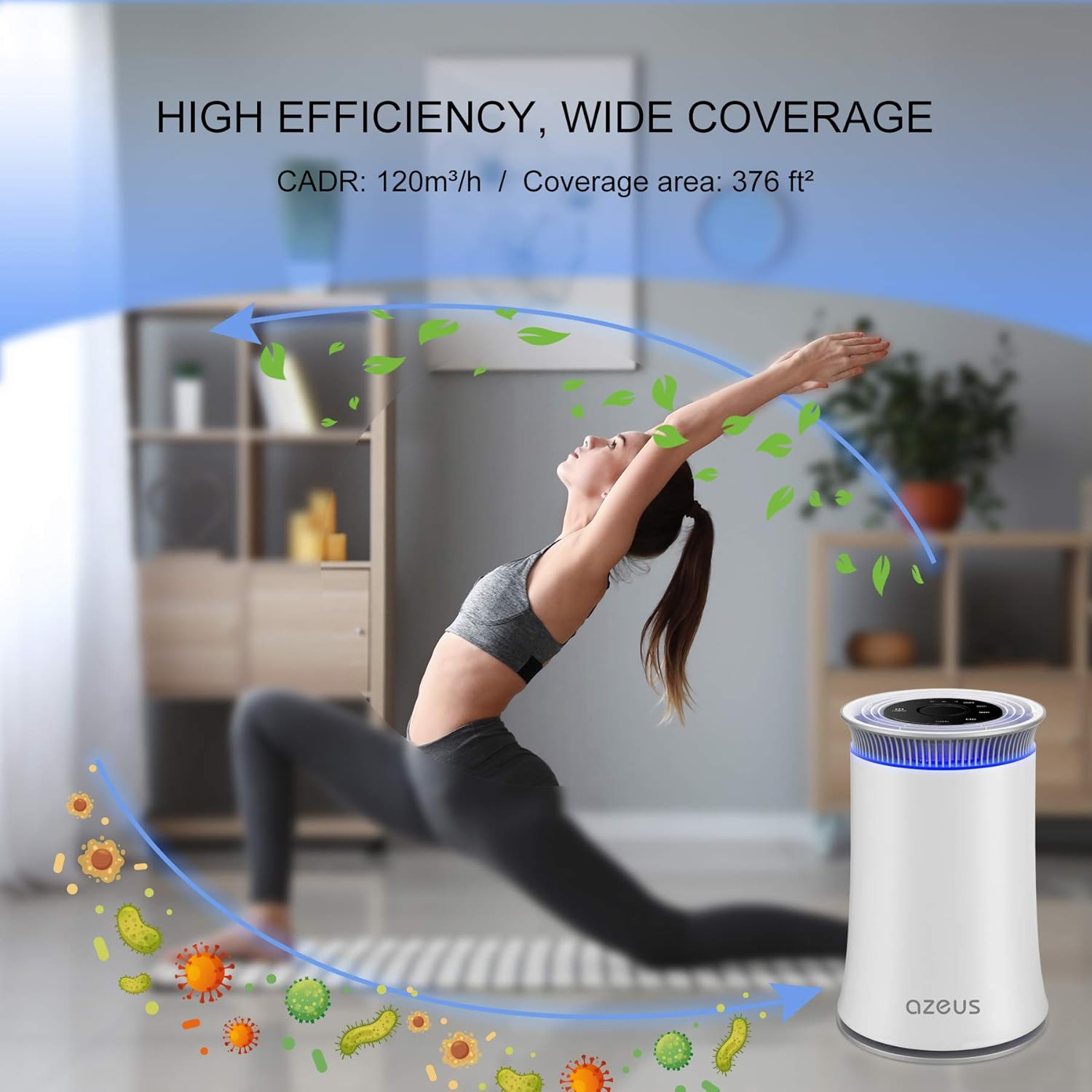 50% оƒƒ Dіѕсоunt AZEUS Air Purifier for Home Allergies Pets Hair in Bedroom, H13 True HEPA Filter, 25db Filtration System Cleaner Odor Eliminators, Ozone Free, Remove 99.97% Dust Smoke Pollen