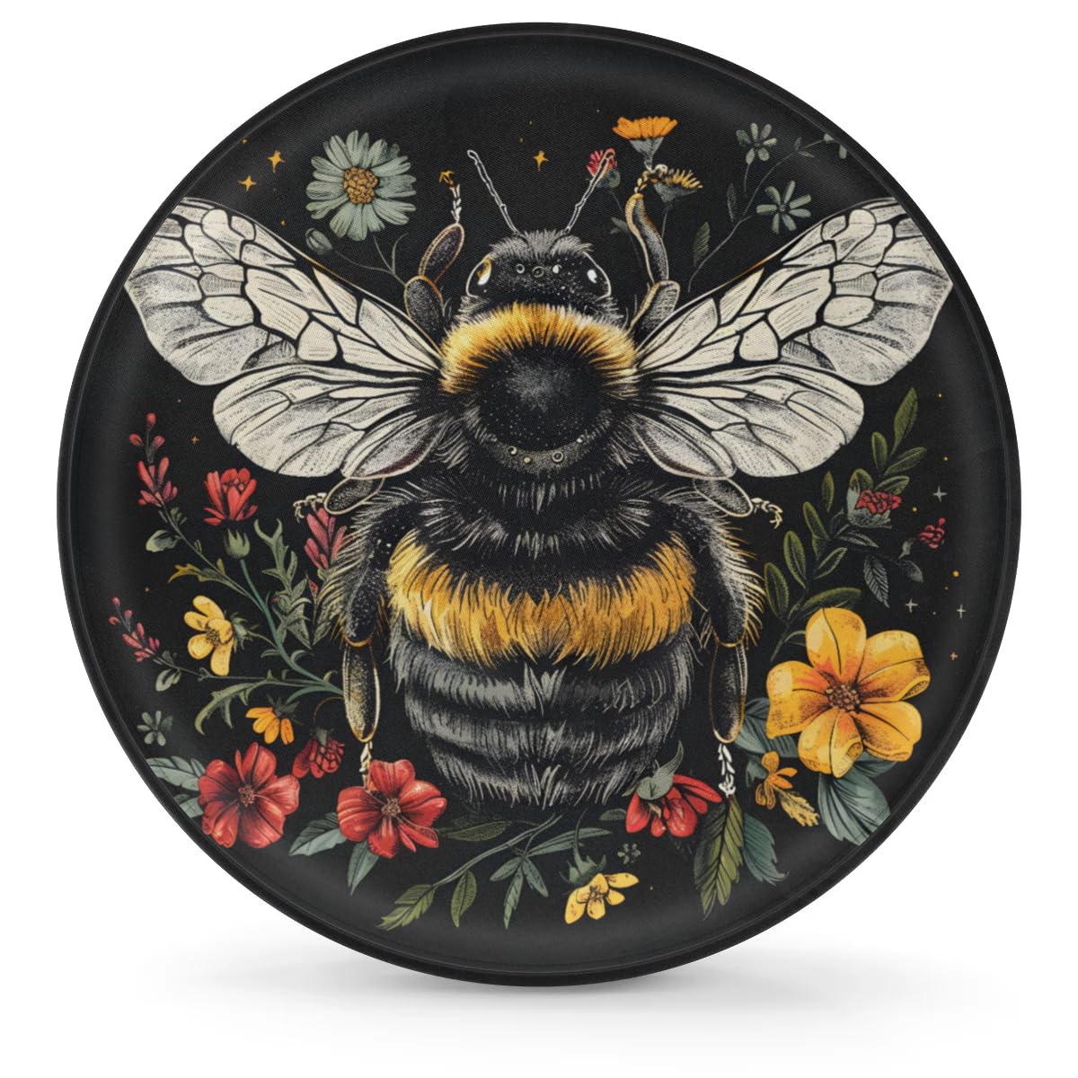 Spare Tire Cover for RV Trailer, Bee Flower Tire Covers Universal Fit for Travel Trailer Camper Jeep RV SUV Truck Waterproof Wheel Cover (17 inch for Diameter 31” - 33”)