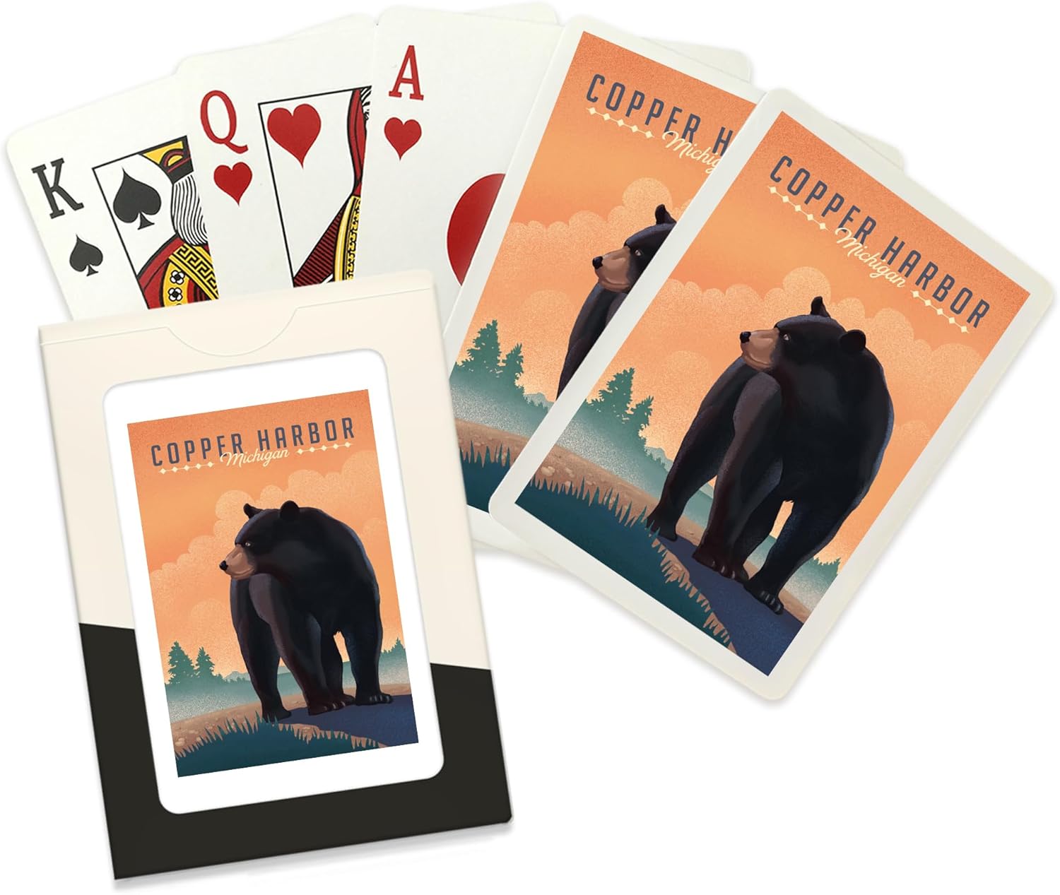 Lantern Press Copper Harbor, Michigan, Black Bear, Lithograph, 52 Playing Cards for Adults, Poker Size Card Deck