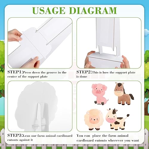 Miniatura 3 de Honoson 4 piezas de recortes de cartón grandes de animales de granja, letreros de patio de animales, decoración de fiesta para baby shower,