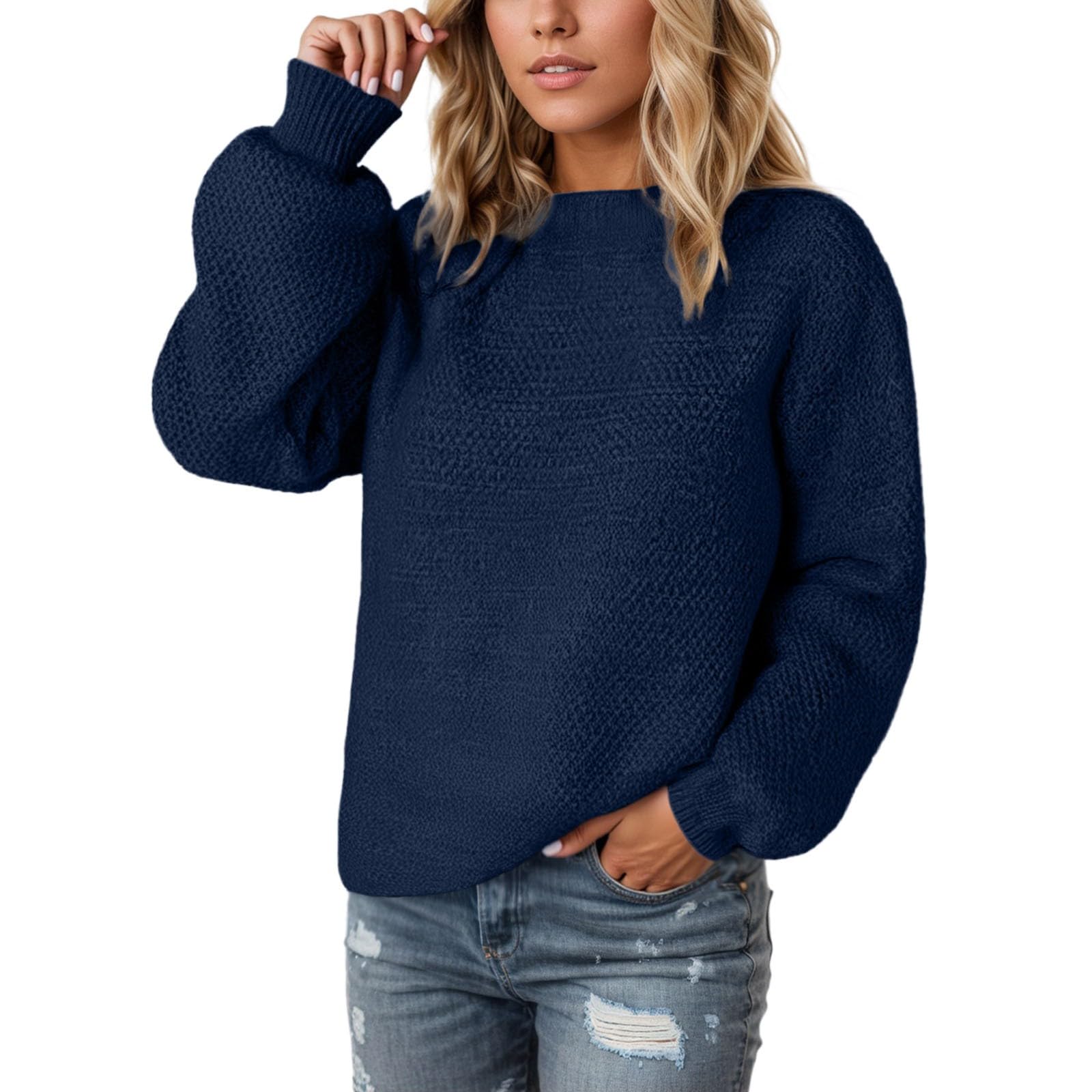Womens Striped Sweater Womens Pullover Sweaters Women Turtleneck Cardigan Cable Knit Tops Fleece Autumn Clothes