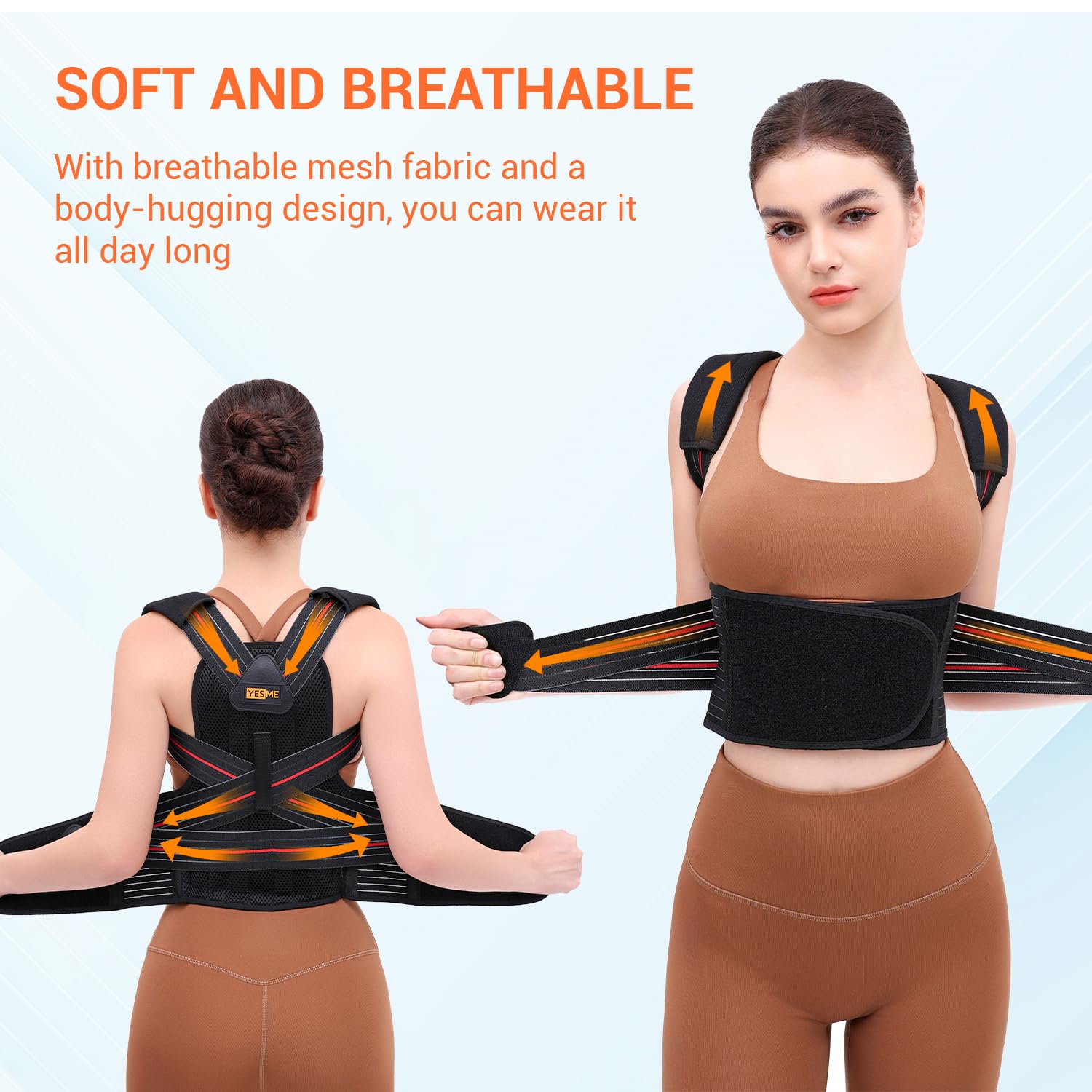 Posture Corrector-Back Brace for Men and Women, Adjust Posture To Limit Hunching, Support Back And Neck Pain, Stretchable And Breathable, Adjustable Size (Large)