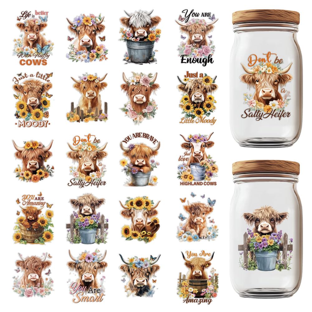 Autocollants UV DTF pour tasses en verre lot de 20 stickers 4x5cm