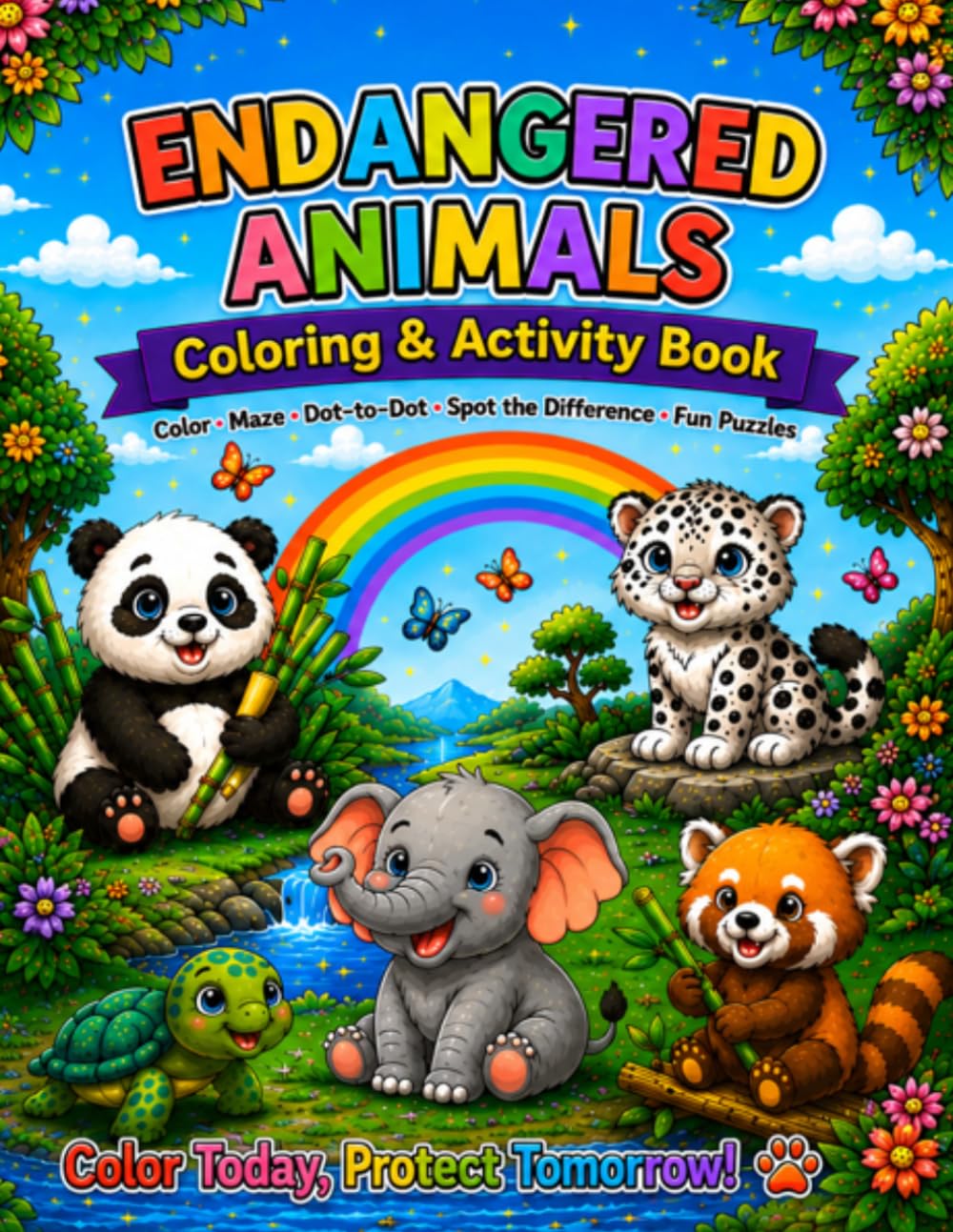 Endangered Animals Coloring & Activity Book