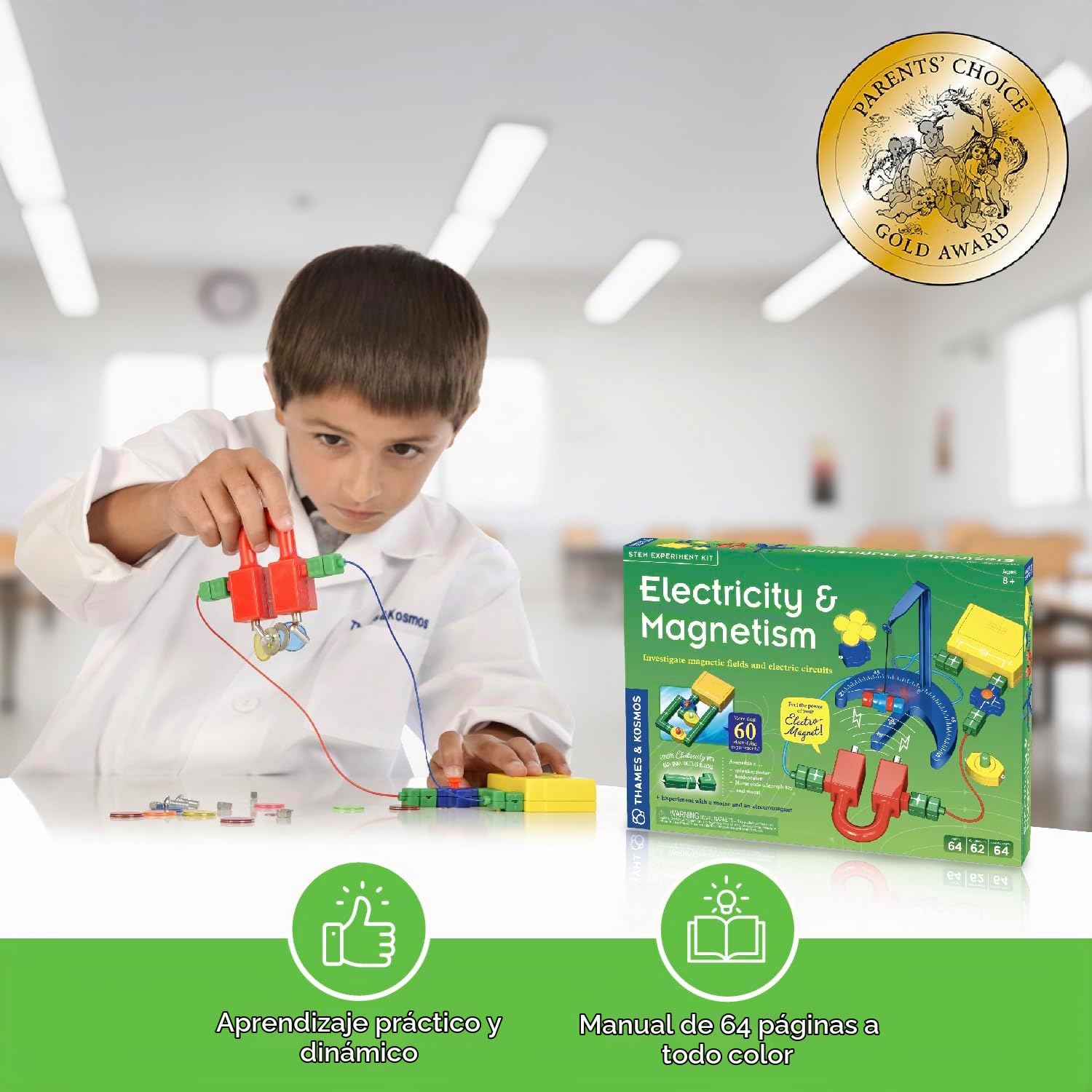 Thames & Kosmos , 620417, Electricity and Magnetism Science Kit, Electronics Kit, Investigate Magnetic Fields and Forces, Experiment with A Motor and Electromagnet, 62 Experiments, Ages 8+