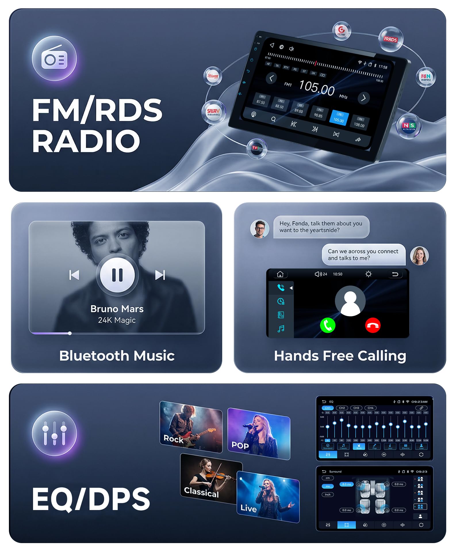 Rimoody Autoradio per Ford Fiesta Mk5 Mk VI 2002-2008 Carplay Wireless, 9 Pollici Touchscreen IPS Radio 2 din con Android Auto, Mirror Link, Bluetooth, FM/RDS, DSP, Comandi al Volante Retrocamera