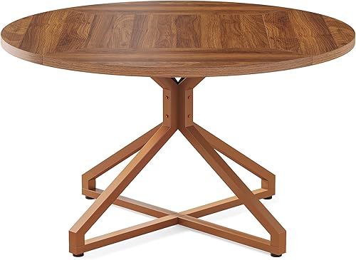 Miniatura 9 de Tribesigns Mesa de comedor redonda para 4-6 personas, mesa de cocina circular de 47 pulgadas, mesa de comedor con base de pedestal de metal, mesa de