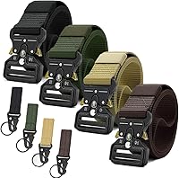 YOORAN Tactical Nylon Web Belts for Men 4-Pack | Military Compass, Quick Release Metal Buckle, Heavy Duty Riggers Duty Belt 26-56"