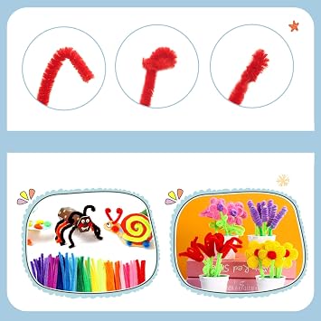 Toaob 100 Pieces Red Green Pipe Cleaners for Crafts Pipe Cleaners