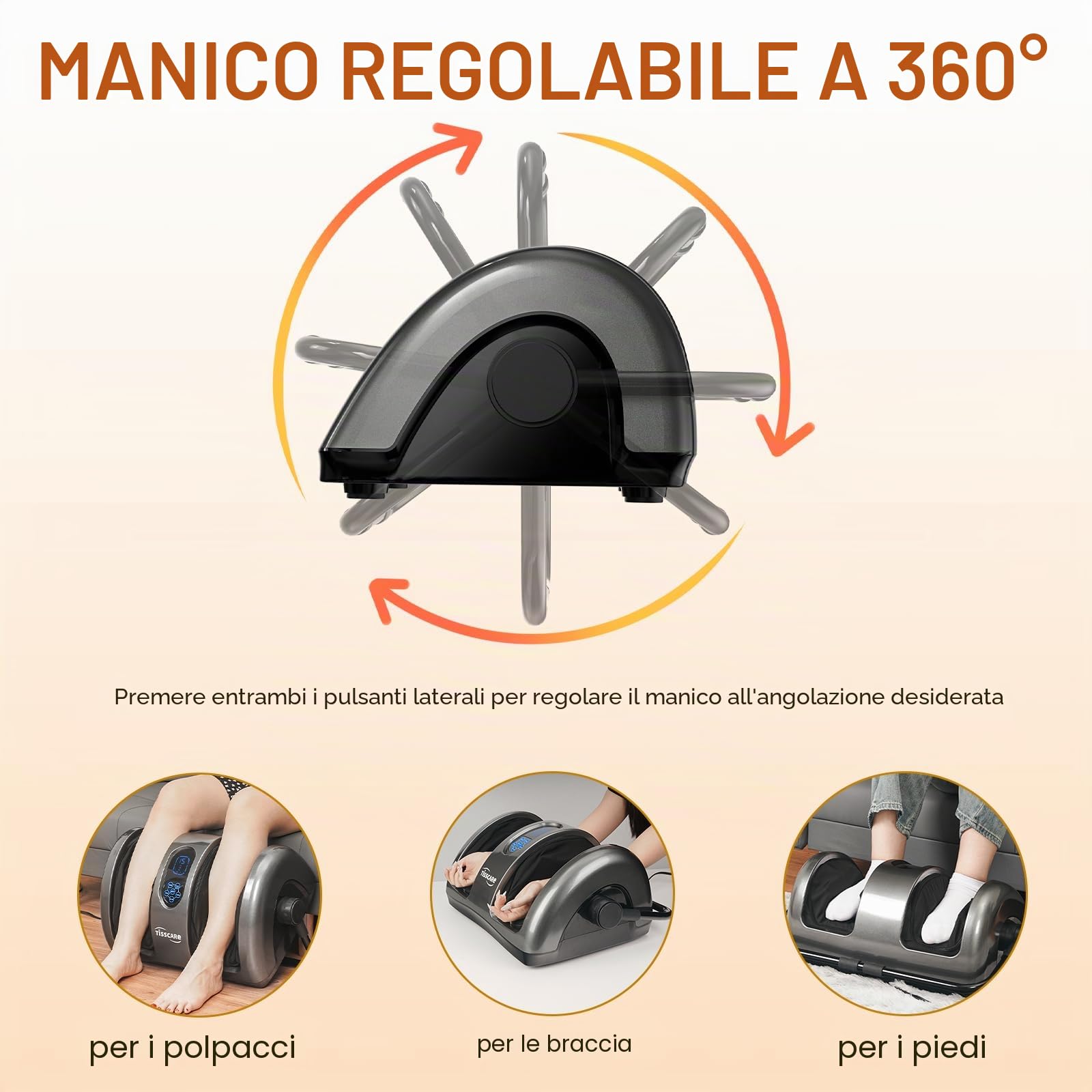 TISSCARE Shiatsu - Massaggiatore per piedi e gambe, massaggiatore per piedi e gambe con funzione termica, massaggiatore elettrico per piedi per fascite plantare e sollievo dal dolore, regalo per uomo
