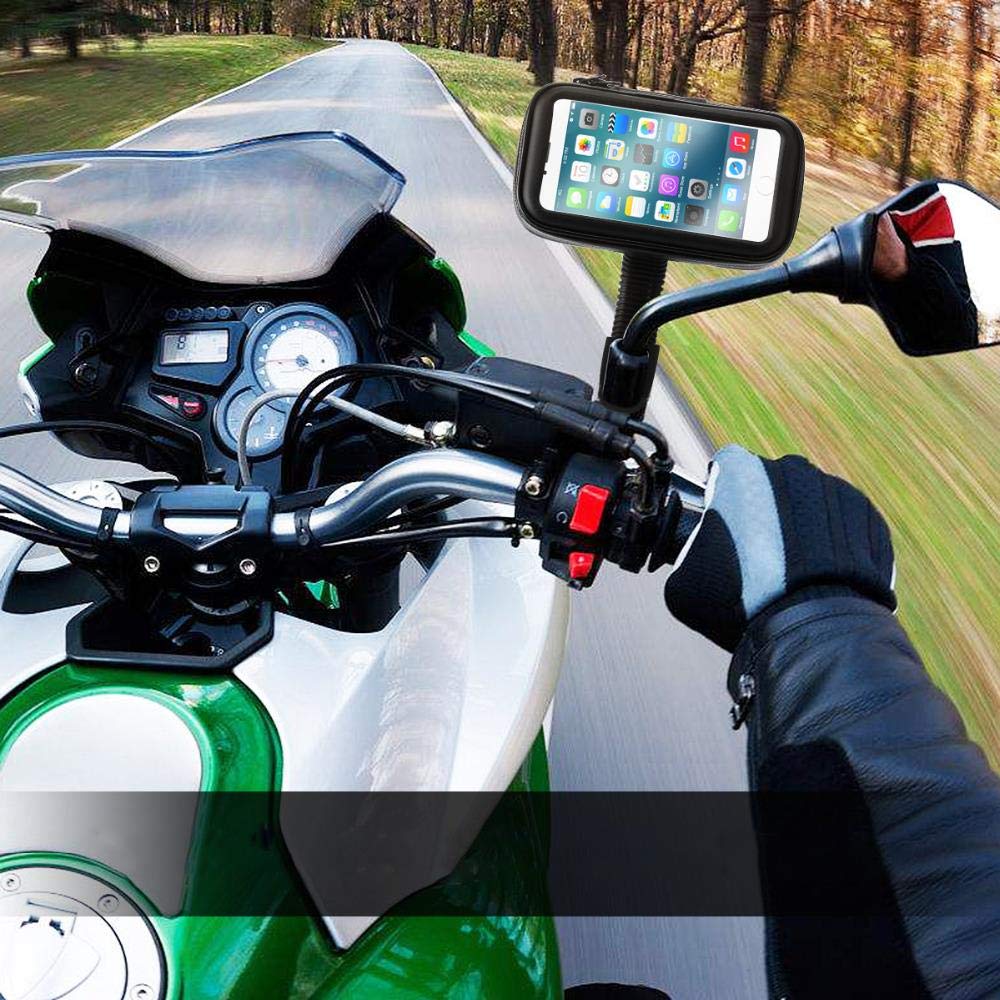 JUO Motosiklet Bisiklet Telefon Tutucu Suya Dayanıklı Large Ayna Bağlantılı