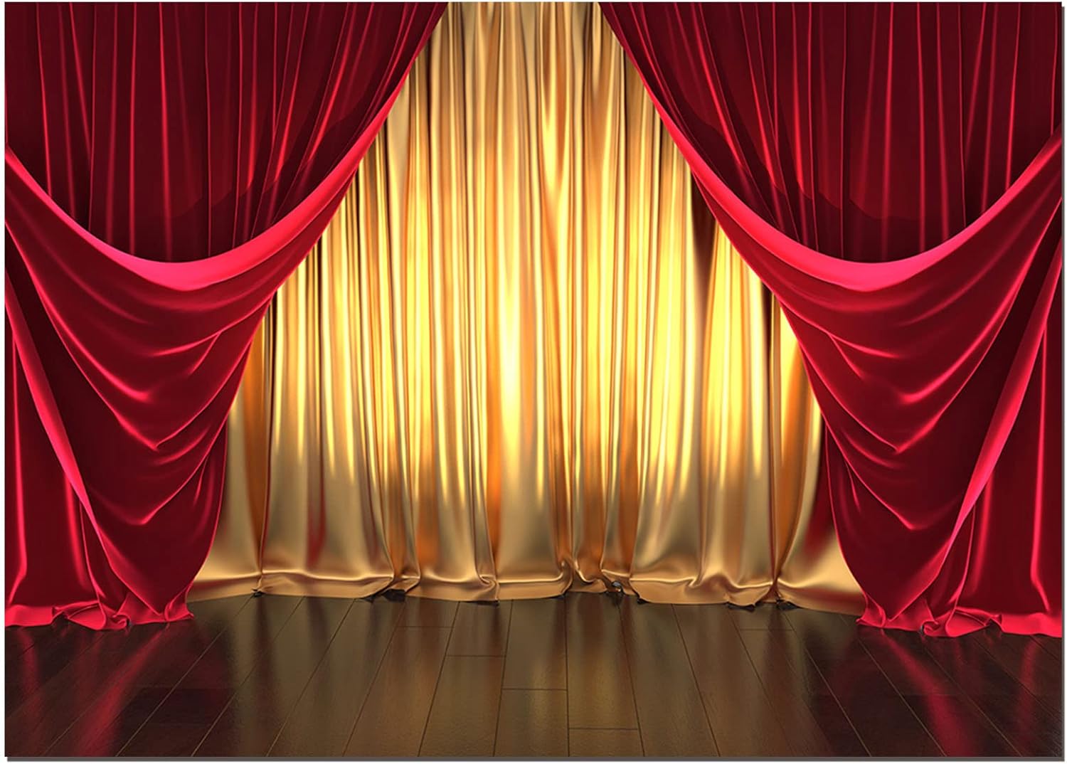 10x8ft 3D Rendering Theater Stage Theme Photography Backdrops Golden and Red Curtains Photo Studio Props Vinyl Background for Wedding Birthday Party Decoration Banner