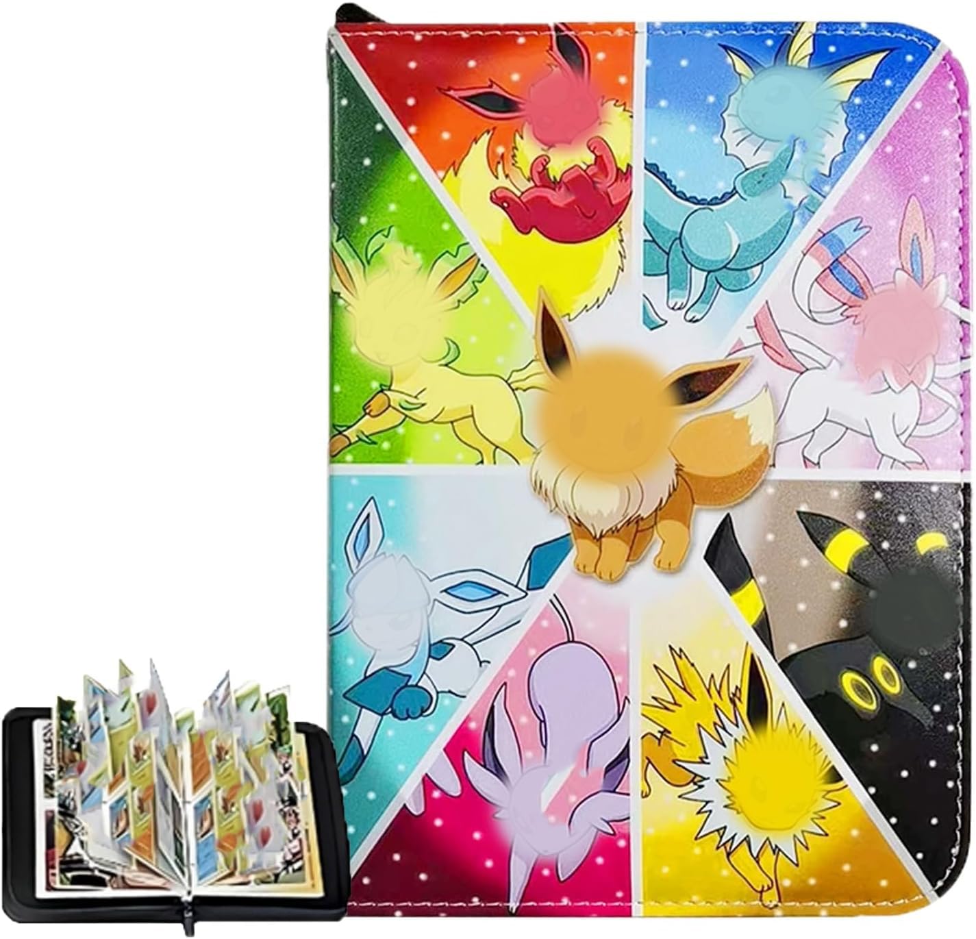4 Pocket Trading Card Binder with Zip, 400 Pocket Card Collection Album, PU Leather Card Holder for Pokemon TCG Yugioh MTG Cards, Gift for Boys Kids